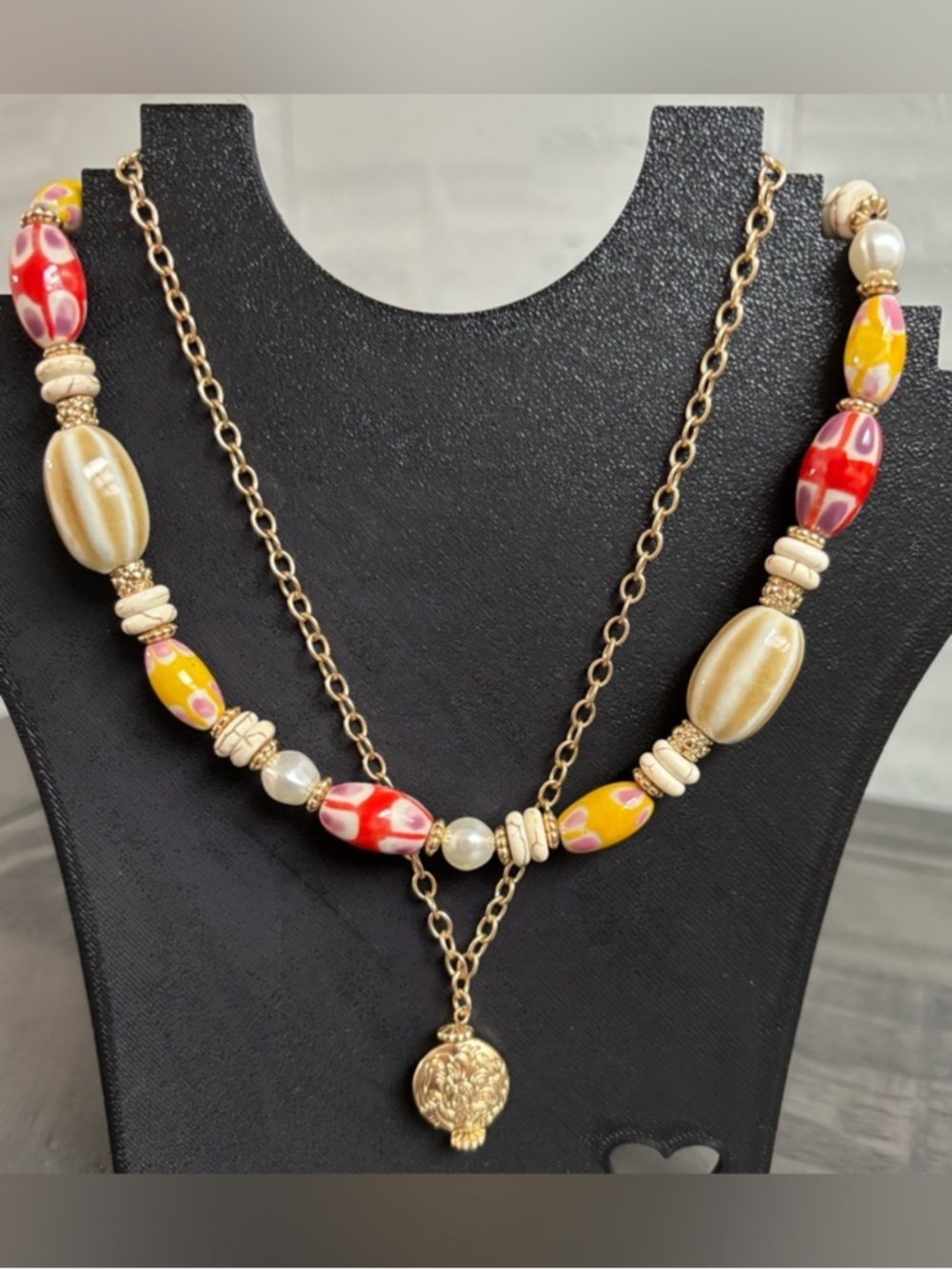 Patricia Nash Gold Chain Multi-Bead Necklace